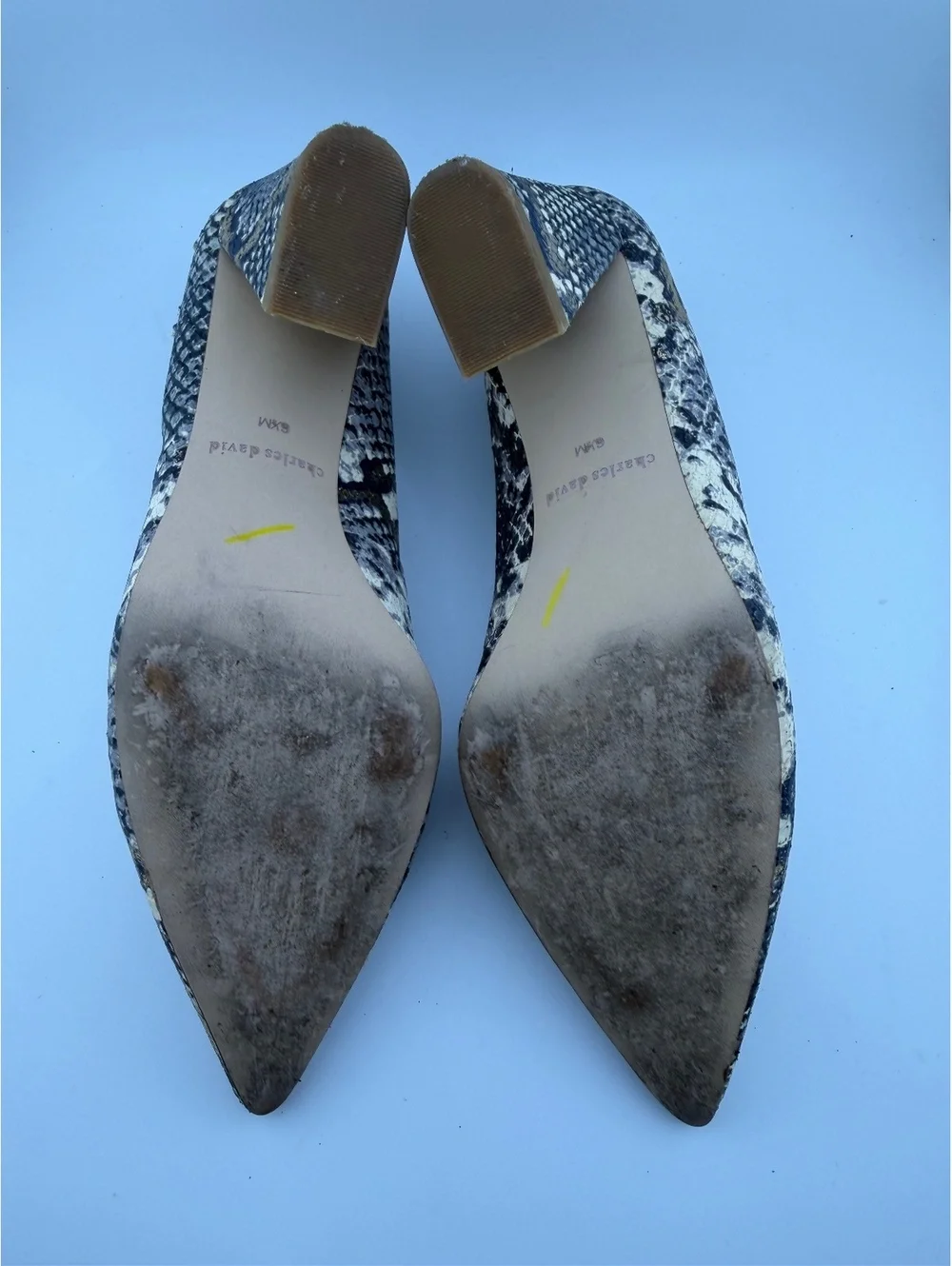 Charles David Arsenal Point Toe Block Pump - Light Lilac Metallic Snakeskin